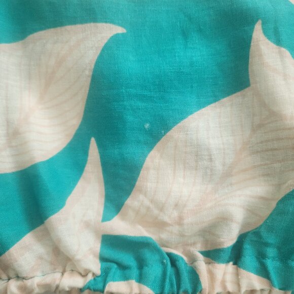 Rachel Zoe Womens Linen Blend Off-the-Shoulder Cropped Blouse Green Beige Size S - Picture 9 of 11